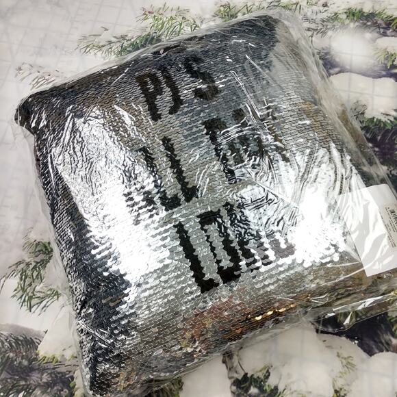PJs All Day Long Flip Silver Sequin Throw Pillow - Picture 3 of 6